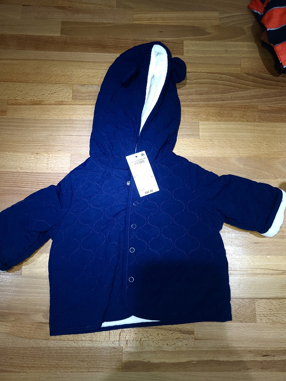 Nwt First Impressions Quilted Hooded Bear Ears Fleece Jacket Coat Boys 3-6 Month
